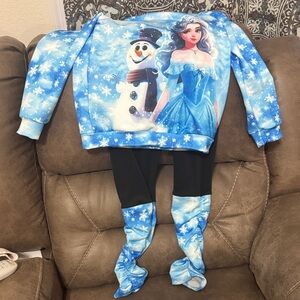 Blue Snow Princess and Snowman Outfit
